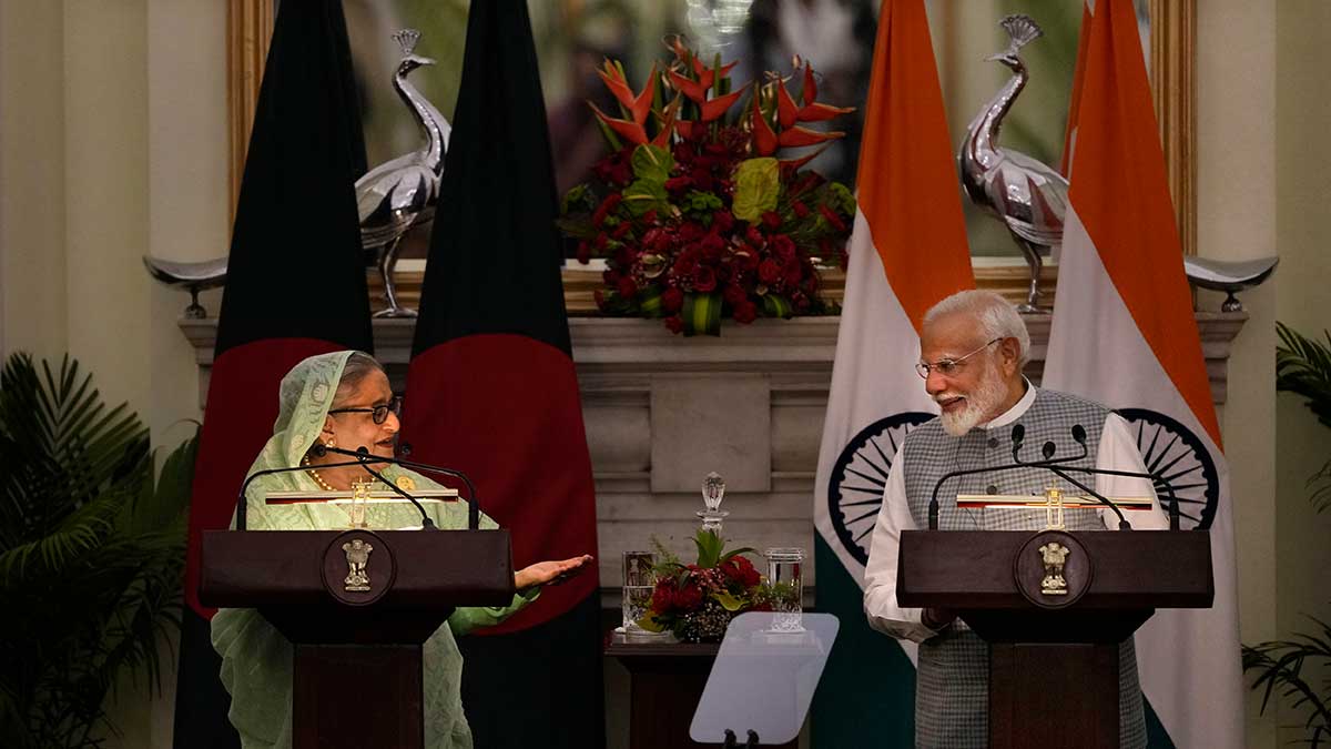 Past perfect: Sheikh Hasina with Prime Minister Narendra Modi in New Delhi on June 22, 2024 | AP