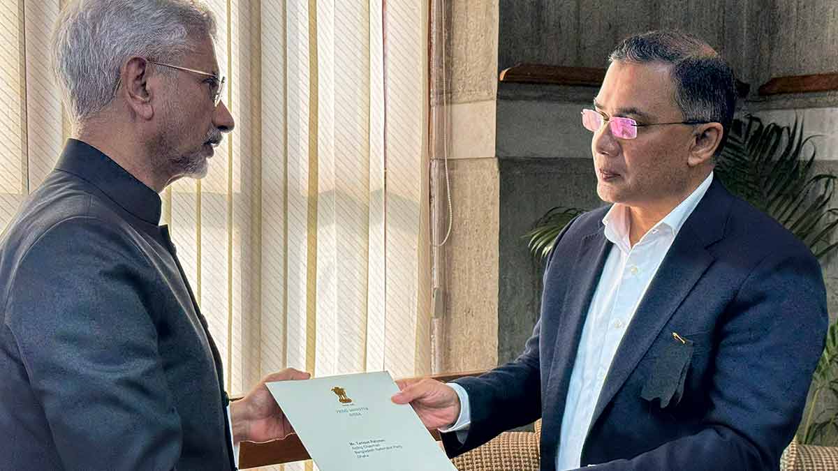 Warm tribute: External Affairs Minister S. Jaishankar with Bangladesh High Commissioner to India Riaz Hamidullah during his visit for the funeral of former prime minister Khaleda Zia | PTI