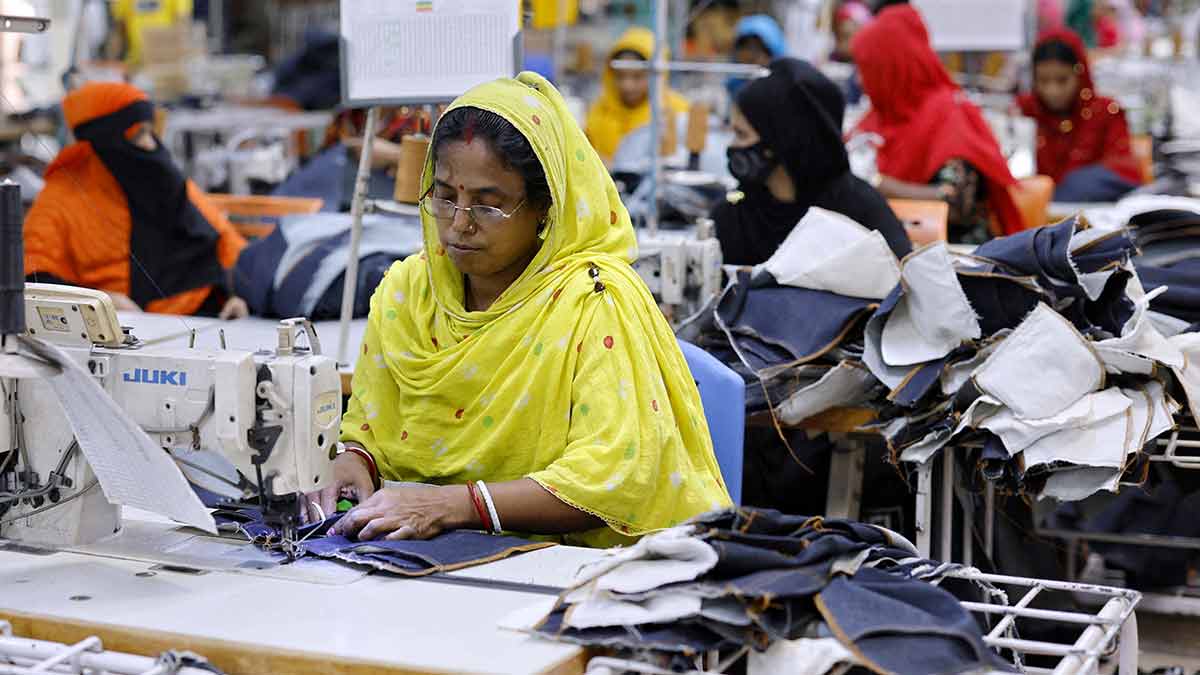 Stitching success: A worker at the sewing section of a garment factory in Gazipur, Bangladesh | Reuters
