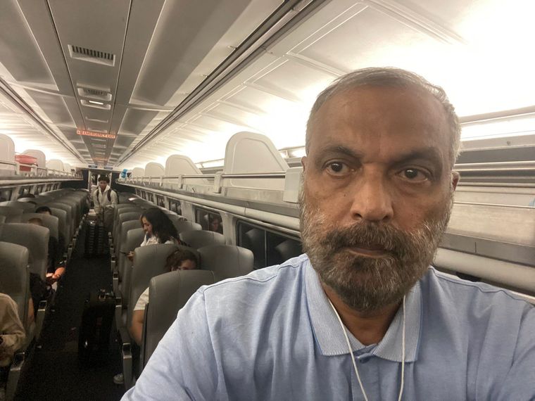 Railway man for life: Sudhanshu Mani in an American train during his travels abroad | X@ManiSudhanshu58