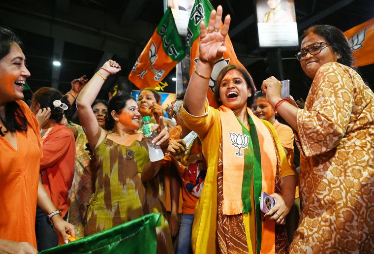 Saffron surge: BJP supporters in Kolkata celebrating the party's victory | Salil Bera