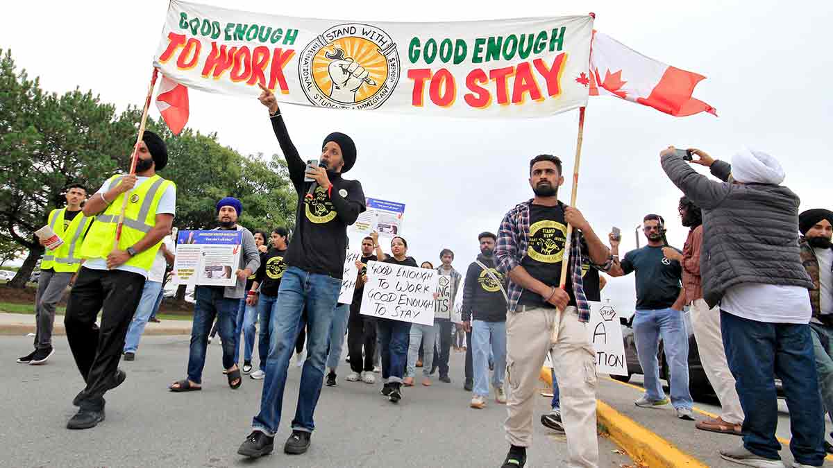 Endless struggle: A protest rally at an Indian students’ encampment in Brampton | Getty Images