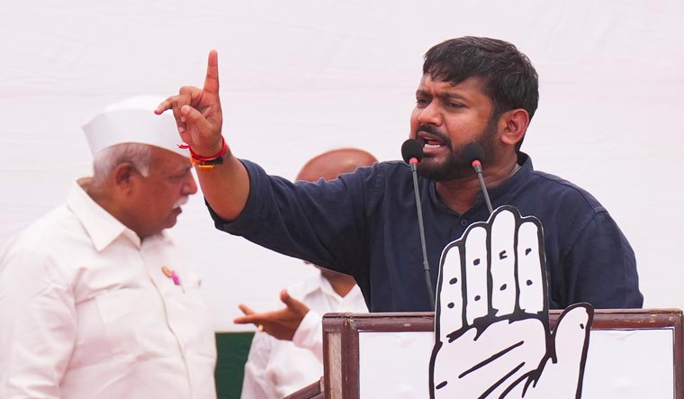 Congress candidate from North East Delhi constituency Kanhaiya Kumar addresses a public meeting at Dilshad Garden | PTI