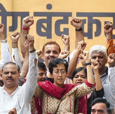 Unending fight: AAP leader Atishi and party workers stage a protest against Kejriwal’s arrest | PTI