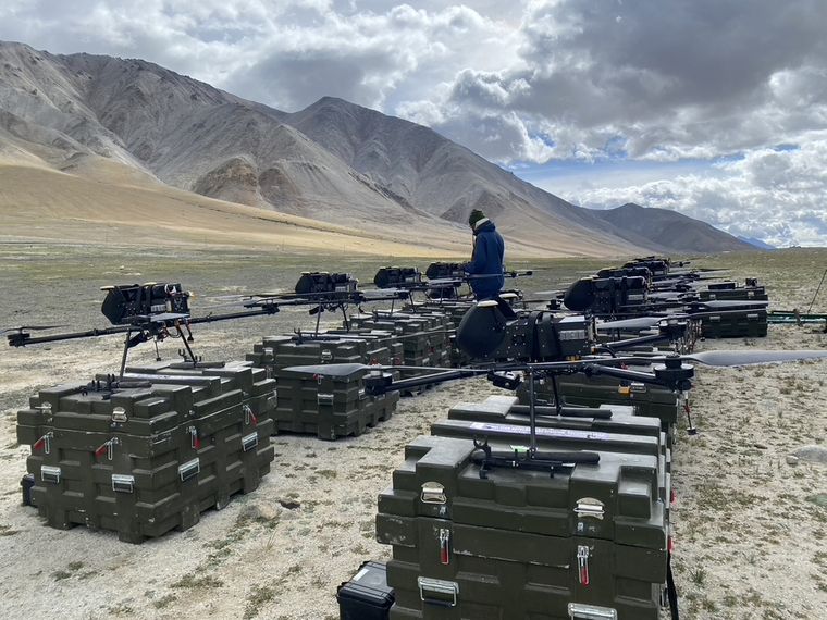 Drone squad: NewSpace Research and Technologies testing its swarm drone at high altitude.