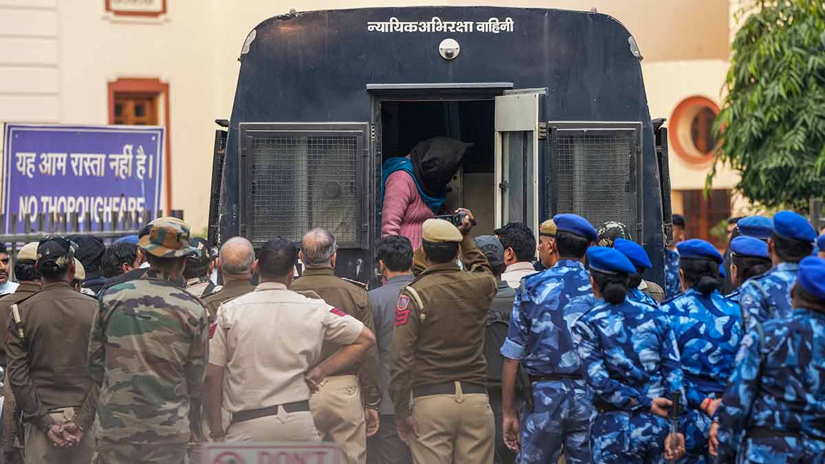 Doc in the dock: Dr Shaheen Saeed, an accused in the Delhi blast case, being brought to the Patiala House Court in Delhi on November 20 | PTI