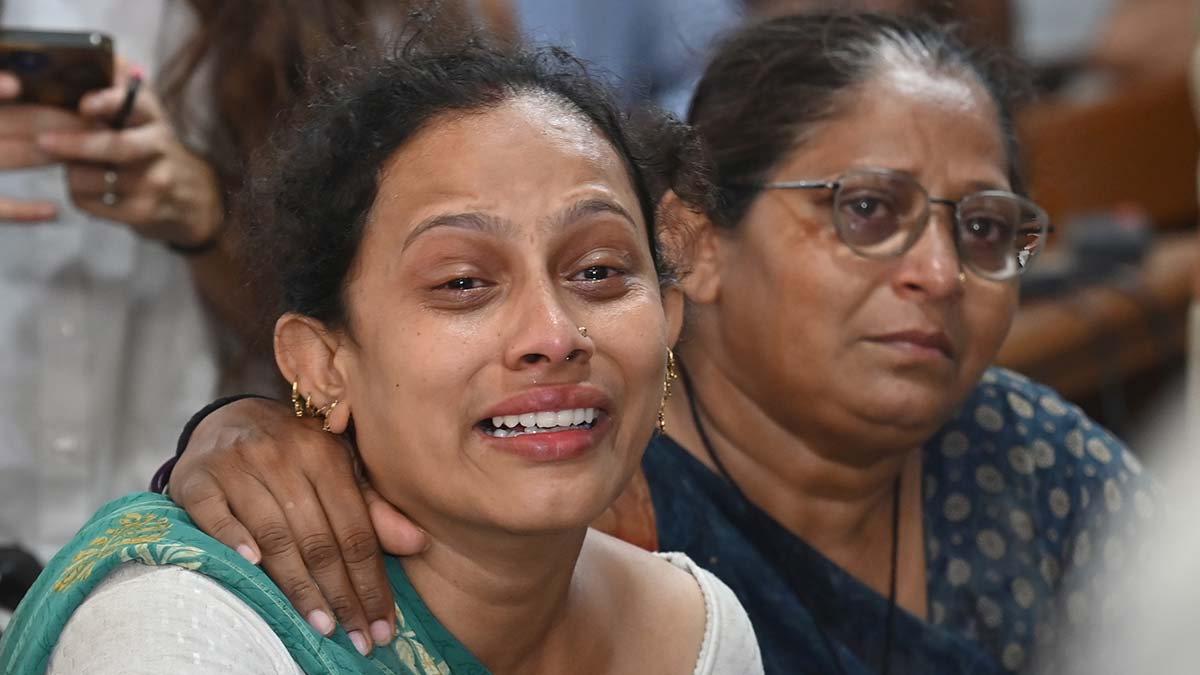 Flight of death: Lalitaben, who lost her two-year-old daughter and mother-in-law in the crash, at the Civil Hospital in Ahmedabad | Amey Mansabdar