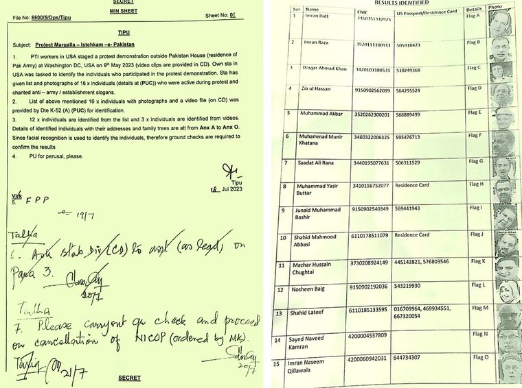 Hit list: Images of ISI documents with file notings that call for the use of shady tactics against Pakistanis abroad.