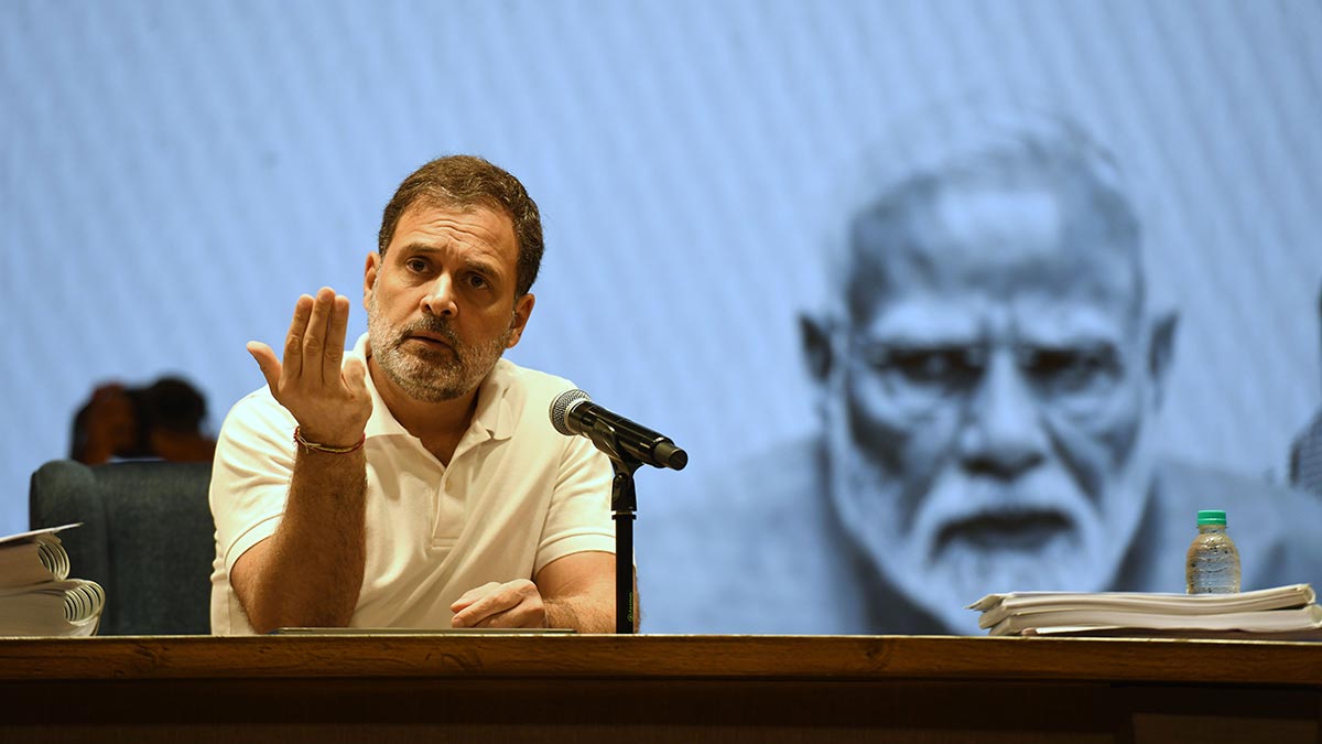 Bold allegations: Rahul Gandhi at the August 7 news conference | Sanjay Ahlawat