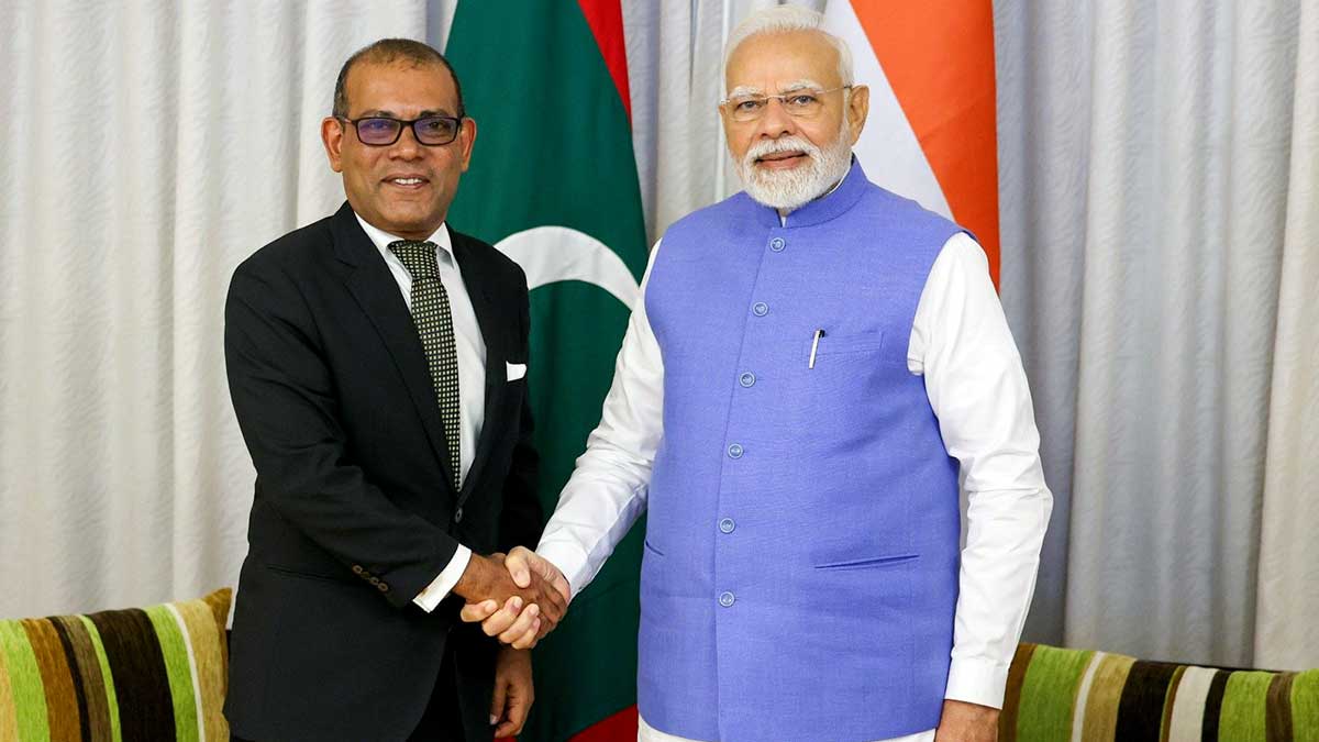 Pushing for partnership: Mohamed Nasheed with Prime Minister Narendra Modi during Modi’s recent visit to the Maldives | PTI