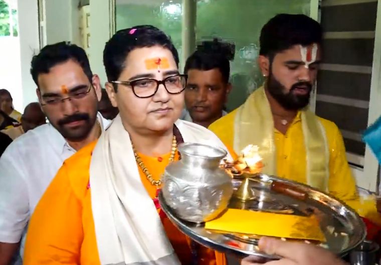 Lingering doubts: Former BJP MP Pragya Singh Thakur being welcomed at her residence after she was acquitted in the Malegaon case | PTI