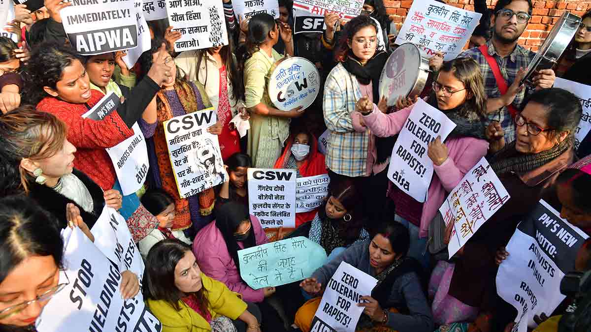 Justice denied: Protests in Jantar Mantar after the Delhi High Court suspended the sentence of Kuldeep Singh Sengar, convicted in the Unnao rape | Rahul R. Pattom