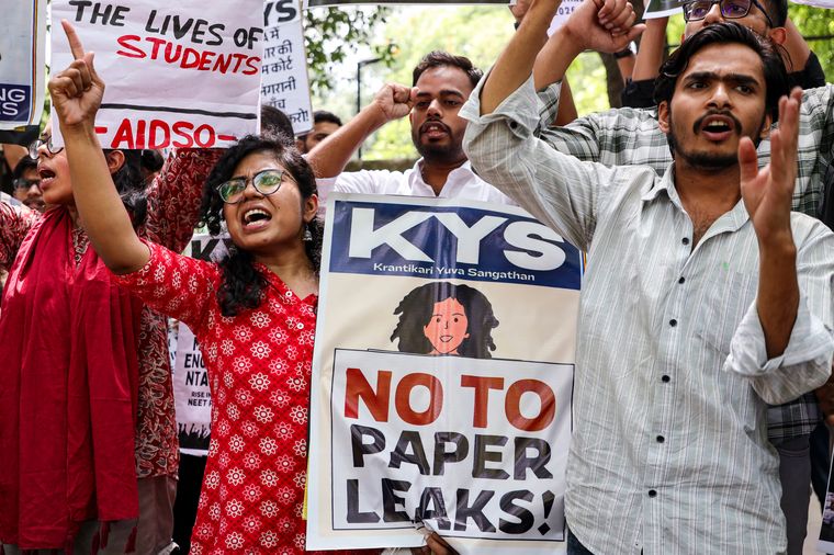 Hitting the streets: Students protest against the National Testing Agency in Delhi on May 14 | PTI