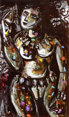 A water colour and oil on paper painting from1950 | Courtesy Dhoomimal Gallery