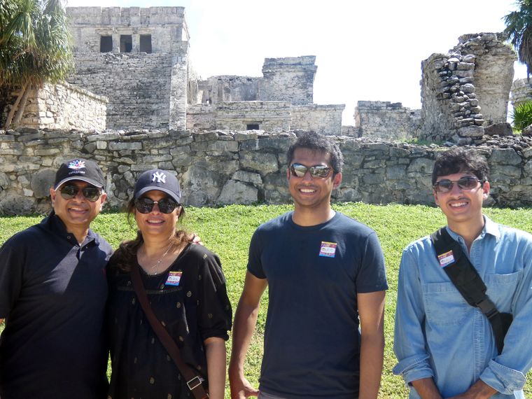 Family man: Swarup with wife Aparna and sons Aditya and Varun.