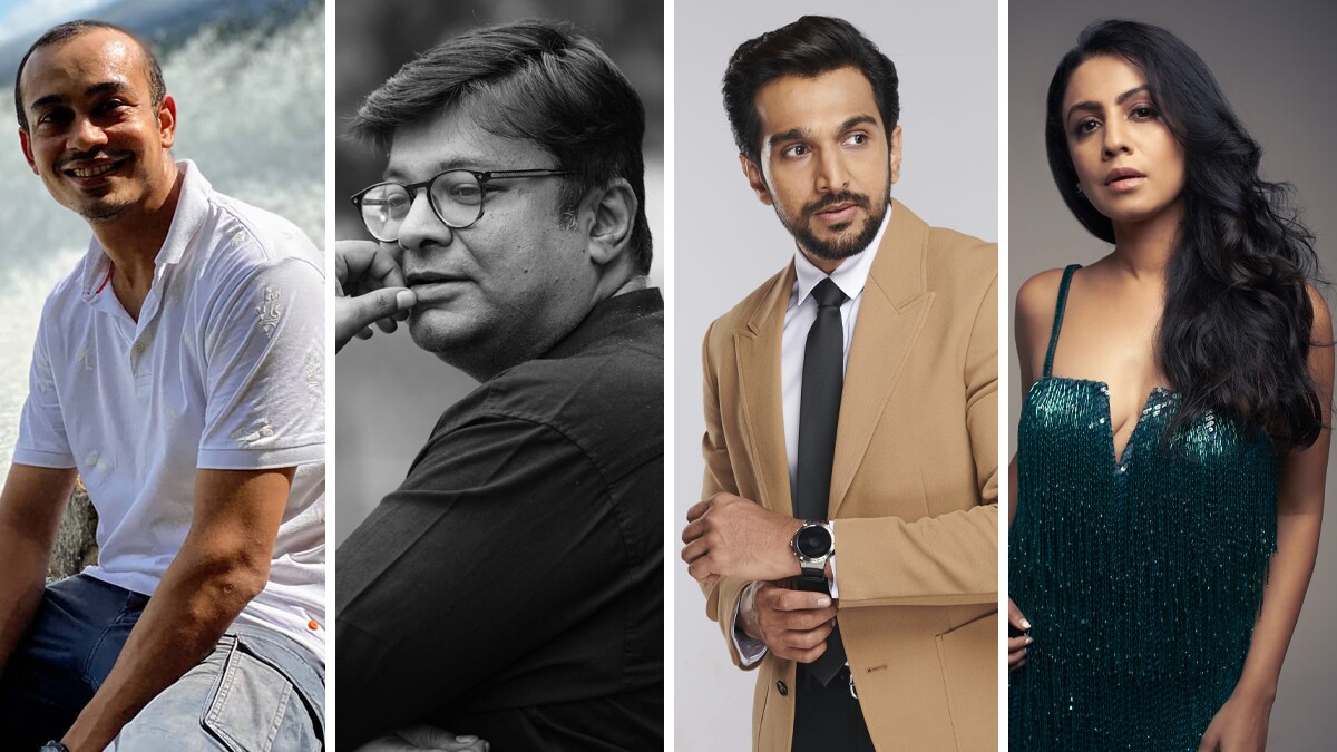 Gujarati greats: (From left) Abhishek Jain, director of Bey Yaar; Niren Bhatt, writer of Stree 2; actor Pratik Gandhi; and Manasi Parekh who won national award for best actress | Imaging Deni Lal
