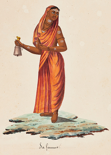 Sa Femme (His Wife) - Madras Artist (Company School) Opaque watercolour on paper, c. 1800