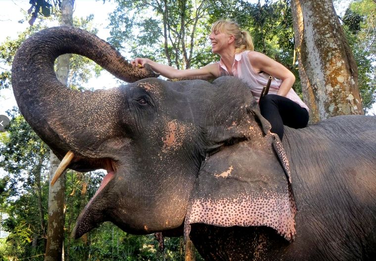 My elephant & i: Caroline with Kanchi in 2001.