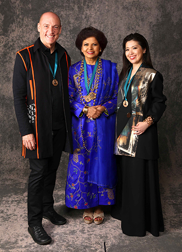 Music as medicine : Chandrika Tandon with Wouter Kellerman and Eru Matsumoto, the co-creators of the Grammy-winning album Triveni.