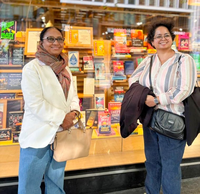 Breaking barriers: Banu with translator Deepa Bhasthi.