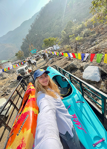 Riding the rapids: German kayaker Marisa Kaup.
