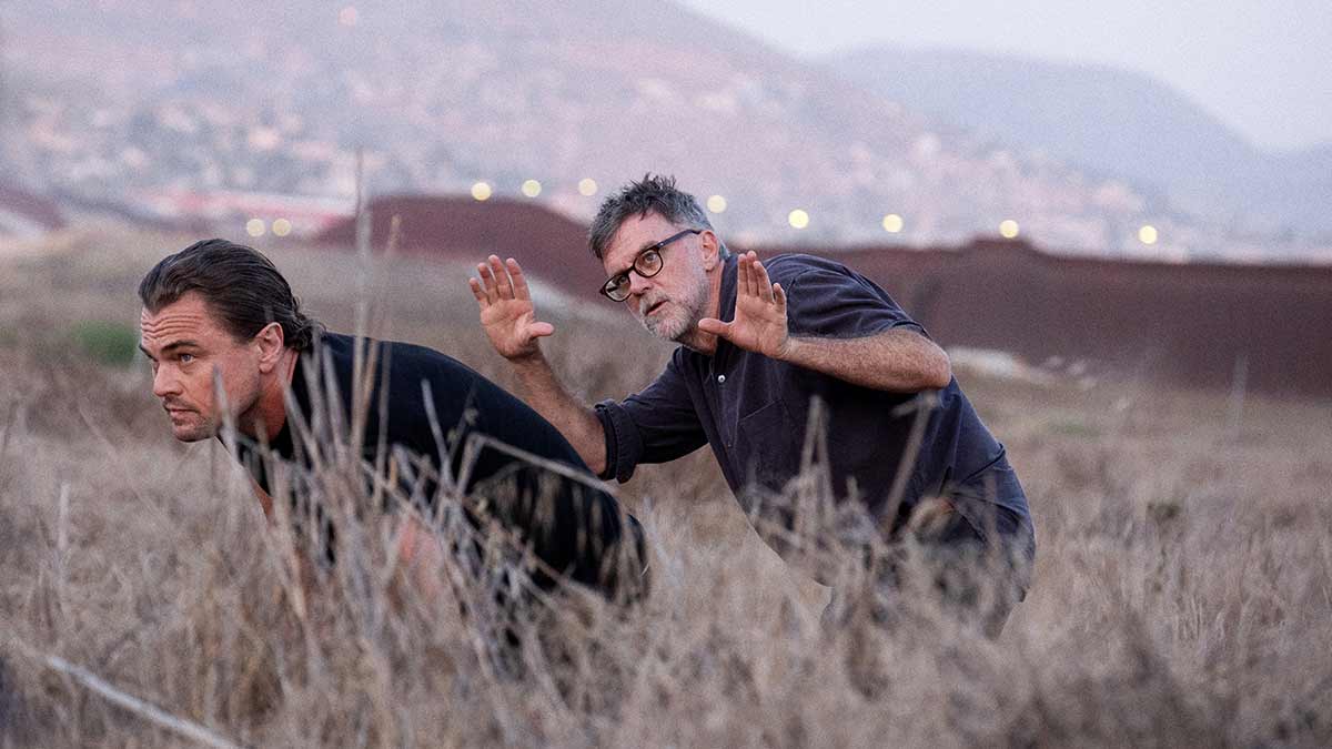 Auteur at work: Paul Thomas Anderson directing Leonardo DiCaprio in One Battle After Another.