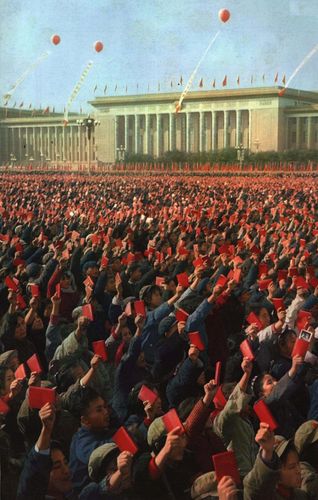 Seeing red: Red Guards at Tiananmen Square in 1967, holding the Little Red Book with Mao’s quotes.