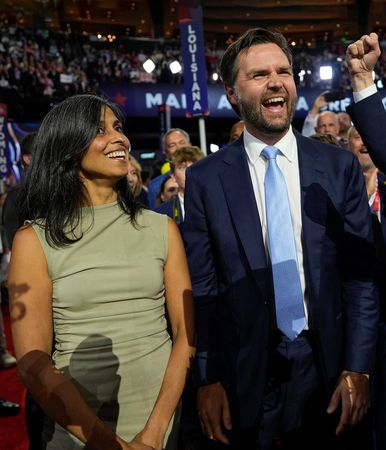 J.D. Vance and Usha Chilukuri | AP