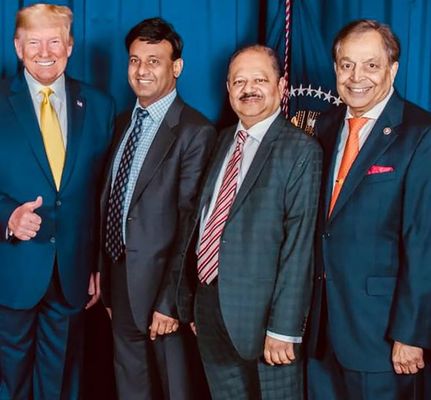 Trusting in trump: Trump, too, finds support among the Indian diaspora. Dr Sampat Shivangi (right) is a prominent supporter who appreciates his pro-India and pro-Hindu stance.