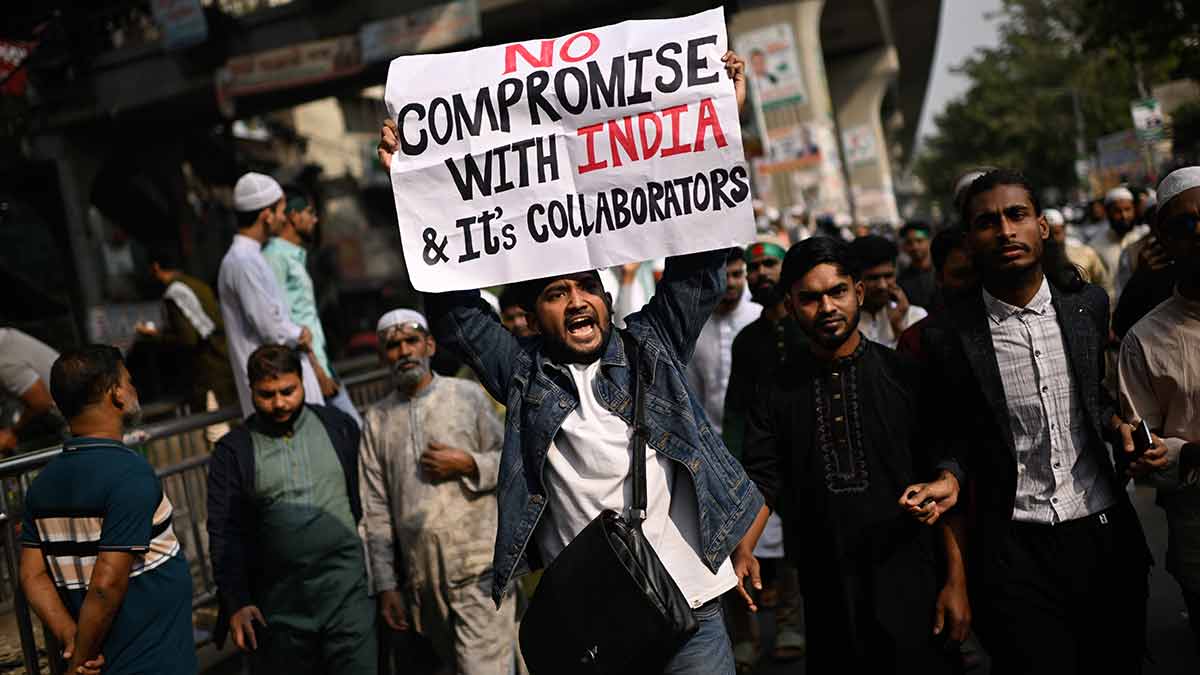Blind rage: Dhaka has witnessed widespread anti-India protests after the death of Sharif Osman Hadi, a prominent activist | AP