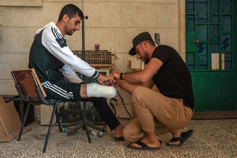 Khalas Saleh undergoing physiotherapy | Anagha Subhash Nair