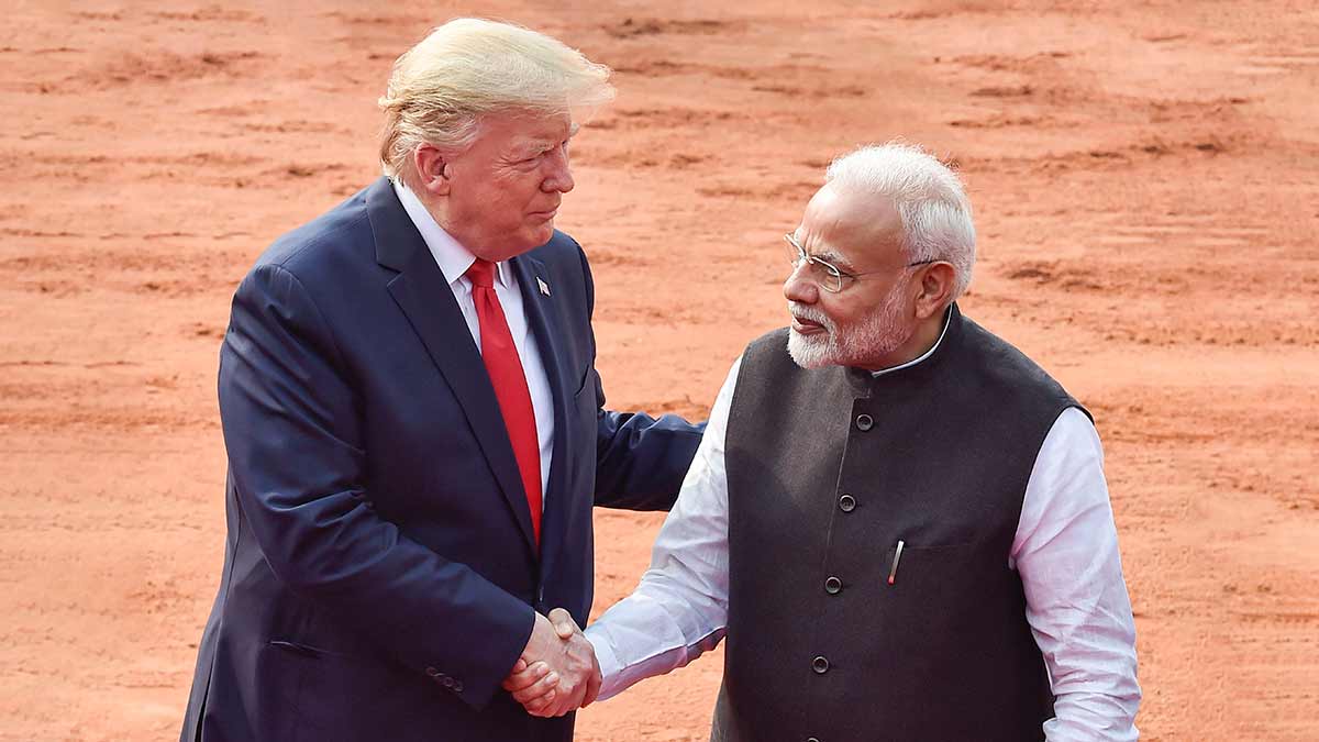 Roller-coaster ride: File picture of President Donald Trump and Narendra Modi in New Delhi | PTI