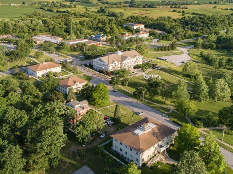 Maharishi effect: Maharishi International University campus at Fairfield, Iowa, USA.
