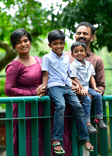 With his wife and children | Sanjoy Ghosh