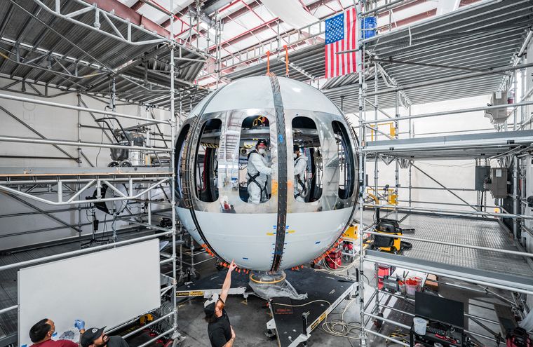 Food ball: The capsule that will carry the six guests to the edge of space.