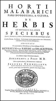 The title page of the twelfth and last part (on herbs) of the Hortus Malabaricus.