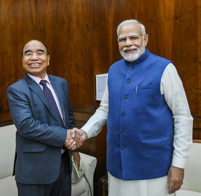 With Prime Minister Narendra Modi during a meeting in Delhi in 2022 | PTI