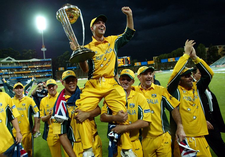 Australian players carry Ricky Ponting after winning the 2003 ODI World Cup in South Africa | AP