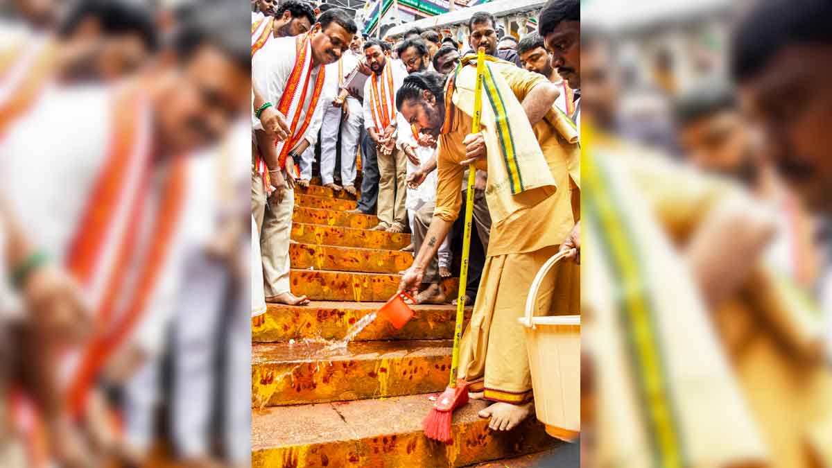 On-ground leadership: Andhra Pradesh Deputy Chief Minister Pawan Kalyan performs penance at the Sri Kanaka Durga temple in Vijayawada | PTI