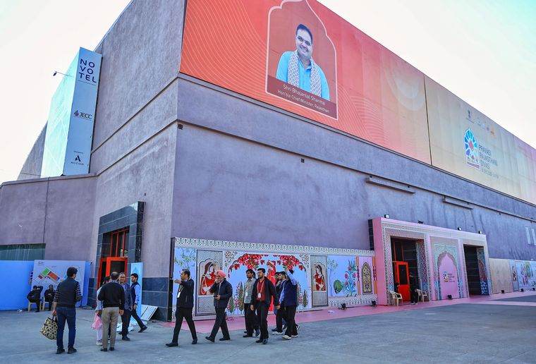 Final check: Officials at Jaipur Exhibition & Convention Centre ahead of the Pravasi Rajasthani Divas 2025, held on December 10 | PTI
