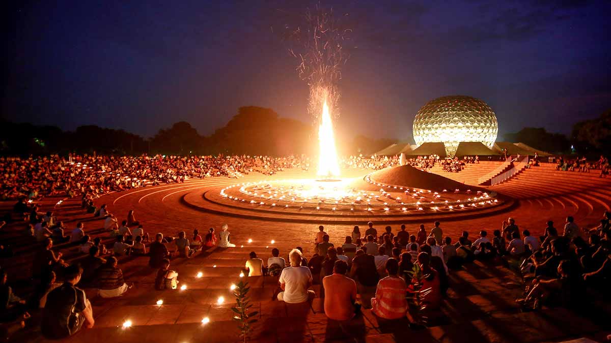 In search of light: Aurovillians at Matri Mandir.