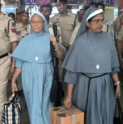 Tough times: Sr Vandana Francis (left) and Sr Preethi Mary after their arrest in Chhattisgarh.