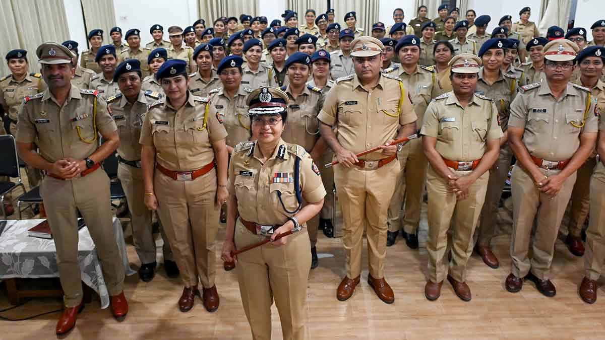 Winning team: ADGP Aswati Dorje with women and child protection cell members at the Police Gymkhana, Nagpur.