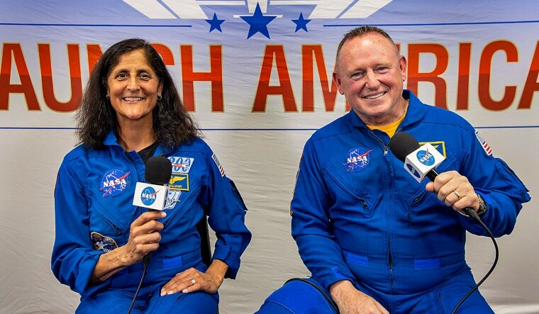 Indian-origin astronaut Sunita Williams (L) who will fly into space for the third time on Tuesday as the pilot aboard Boeings Starliner spacecraft in its first crewed test flight. | PTI
