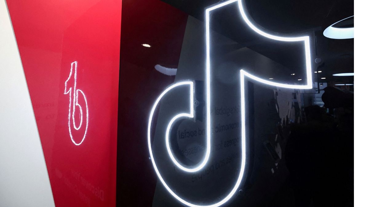 (File) TikTok logo at a stand at the annual meeting of the World Economic Forum in Davos, Switzerland | Reuters