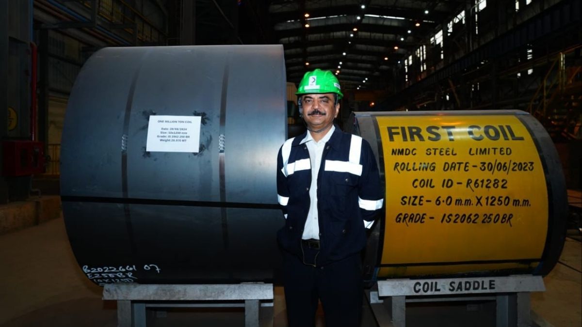 File: Steel Secretary Sandeep Poundrik at the Nagarnar Steel plant of NSL at Jagdalpur, Chattisgarh in 2024 | X