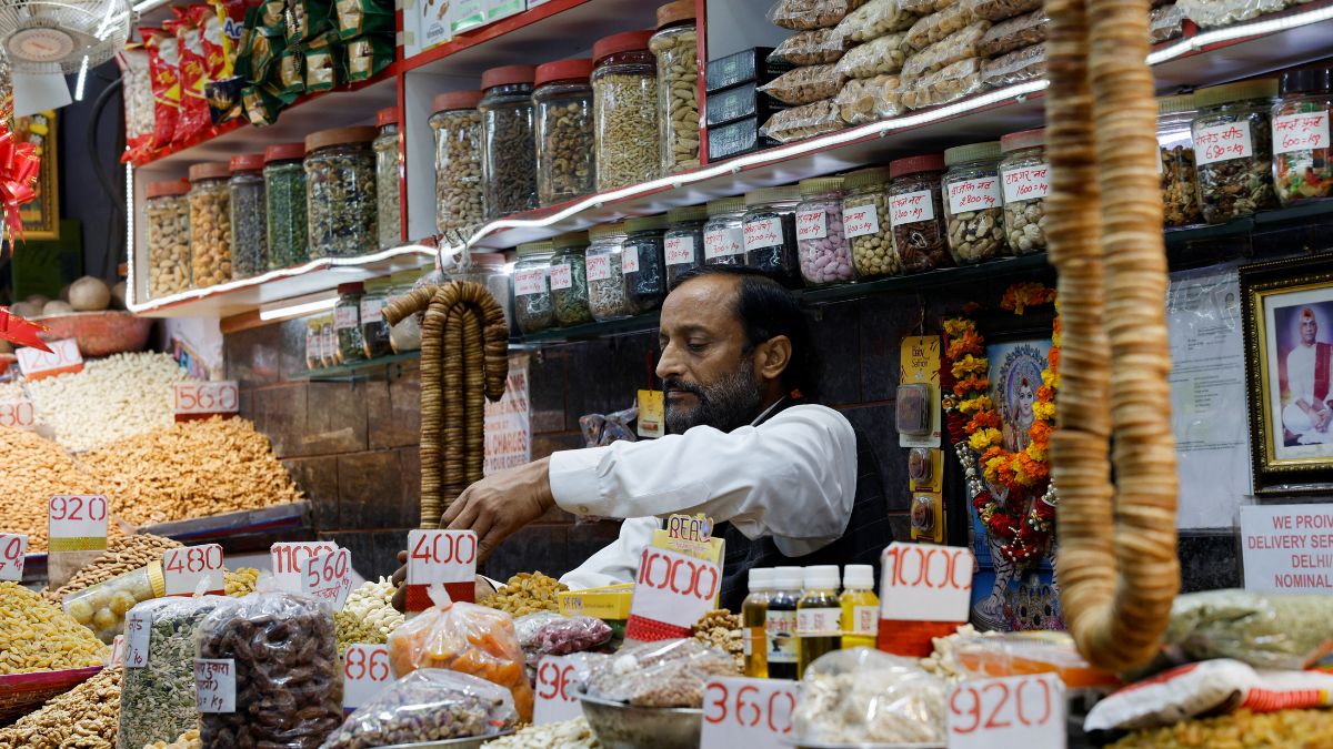 A dry fruits seller at a New Delhi wholesale market | Reuters