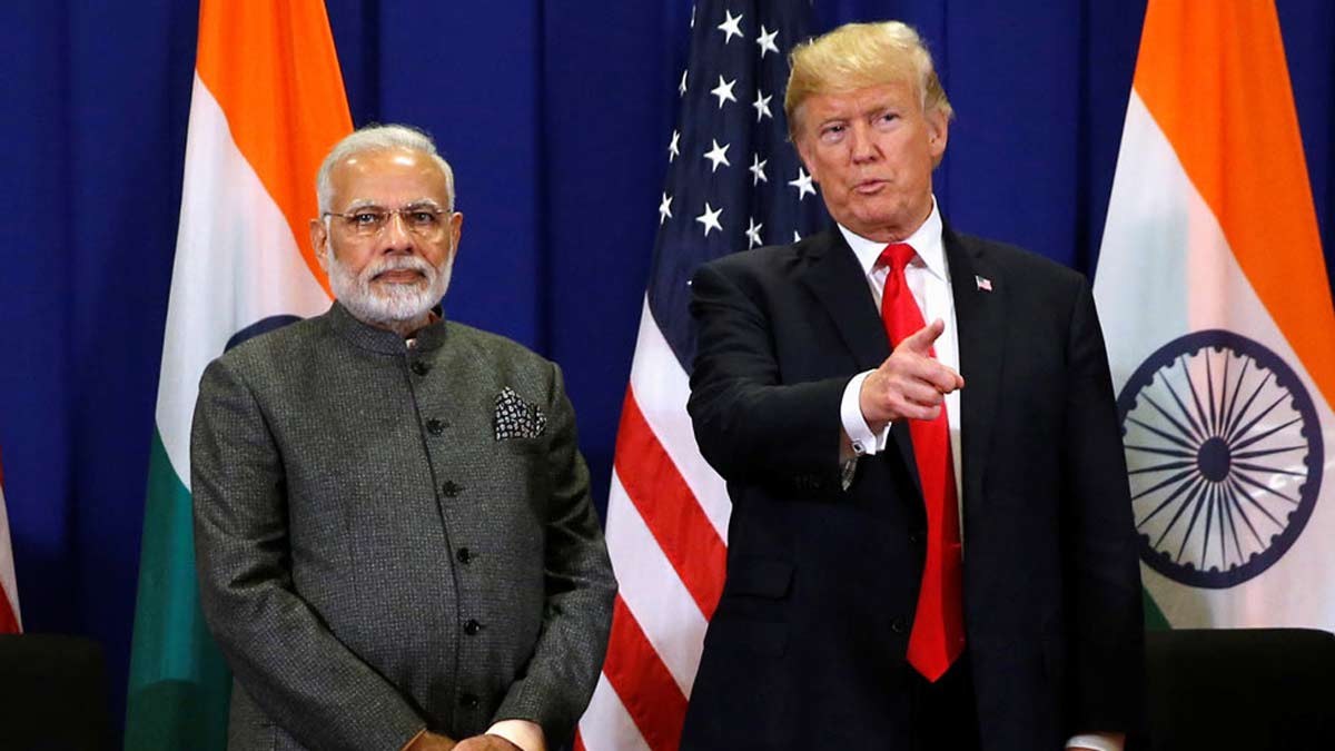 (File) Narendra Modi with Donald Trump