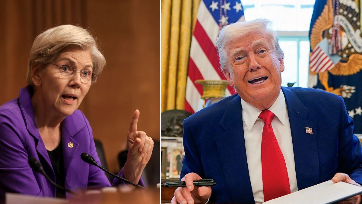 US Senator Elizabeth Warren (left) and US President Donald Trump | Reuters