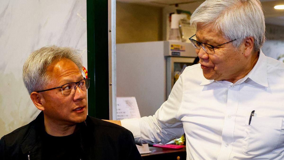 Nvidia CEO Jensen Huang (left) with TSMC CEO C.C. Wei (right) in Taipei | REUTERS